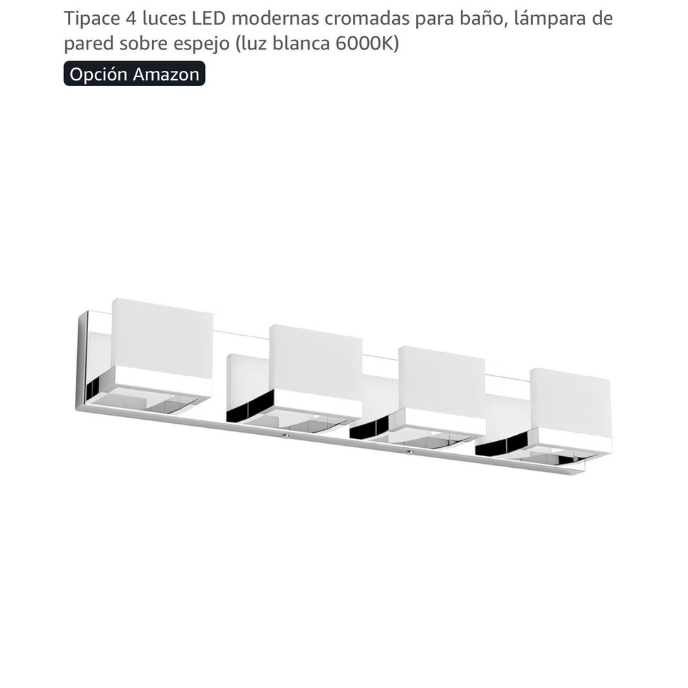 Tipace 4-Light LED Modern Chrome Bathroom Vanity Wall Light 6000K‎ Clear White
